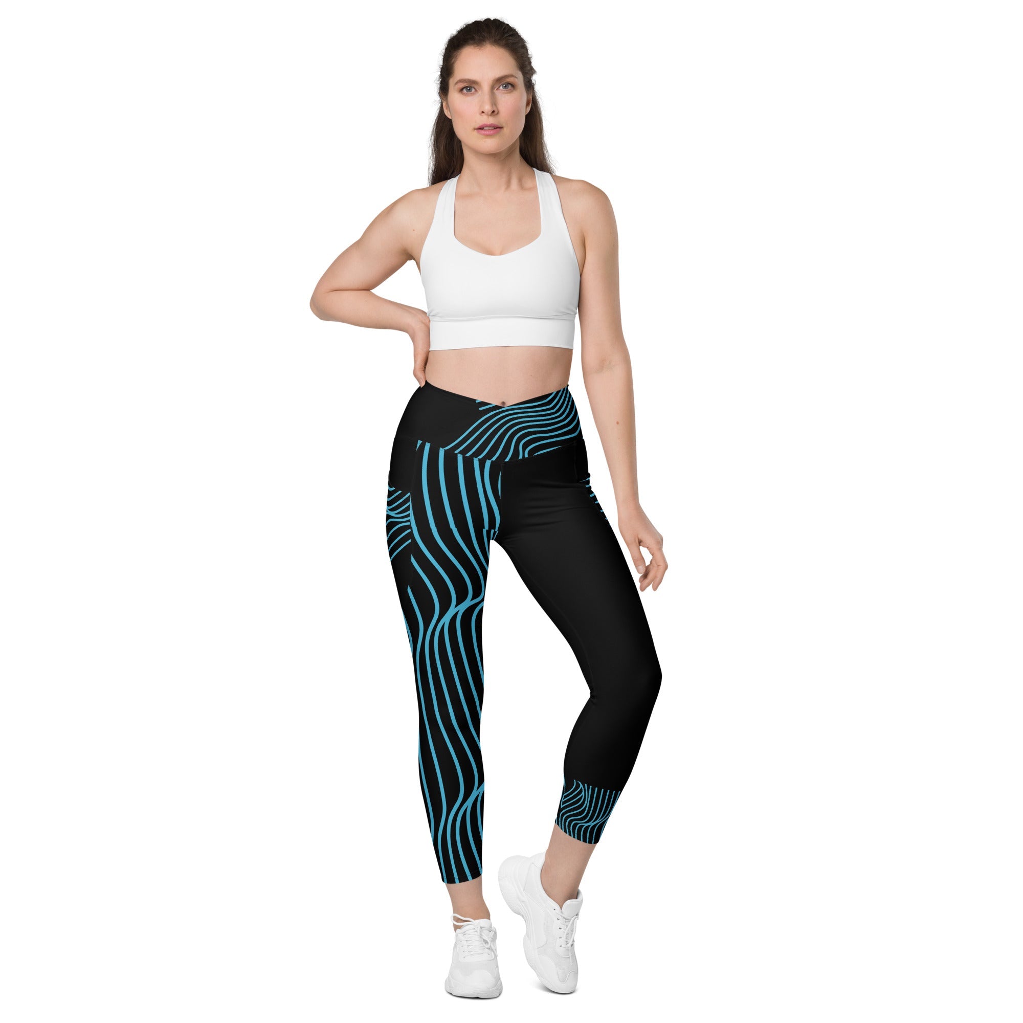 Black Workout Leggings with Pockets. Streetwear or Gymwear Crossover Leggings. Yoga Pants. WickedYo.
